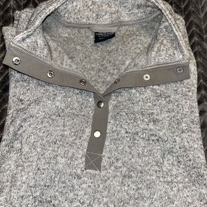 Charles River Apparel Heather Gray Snap-Placket Crewneck Sweater
